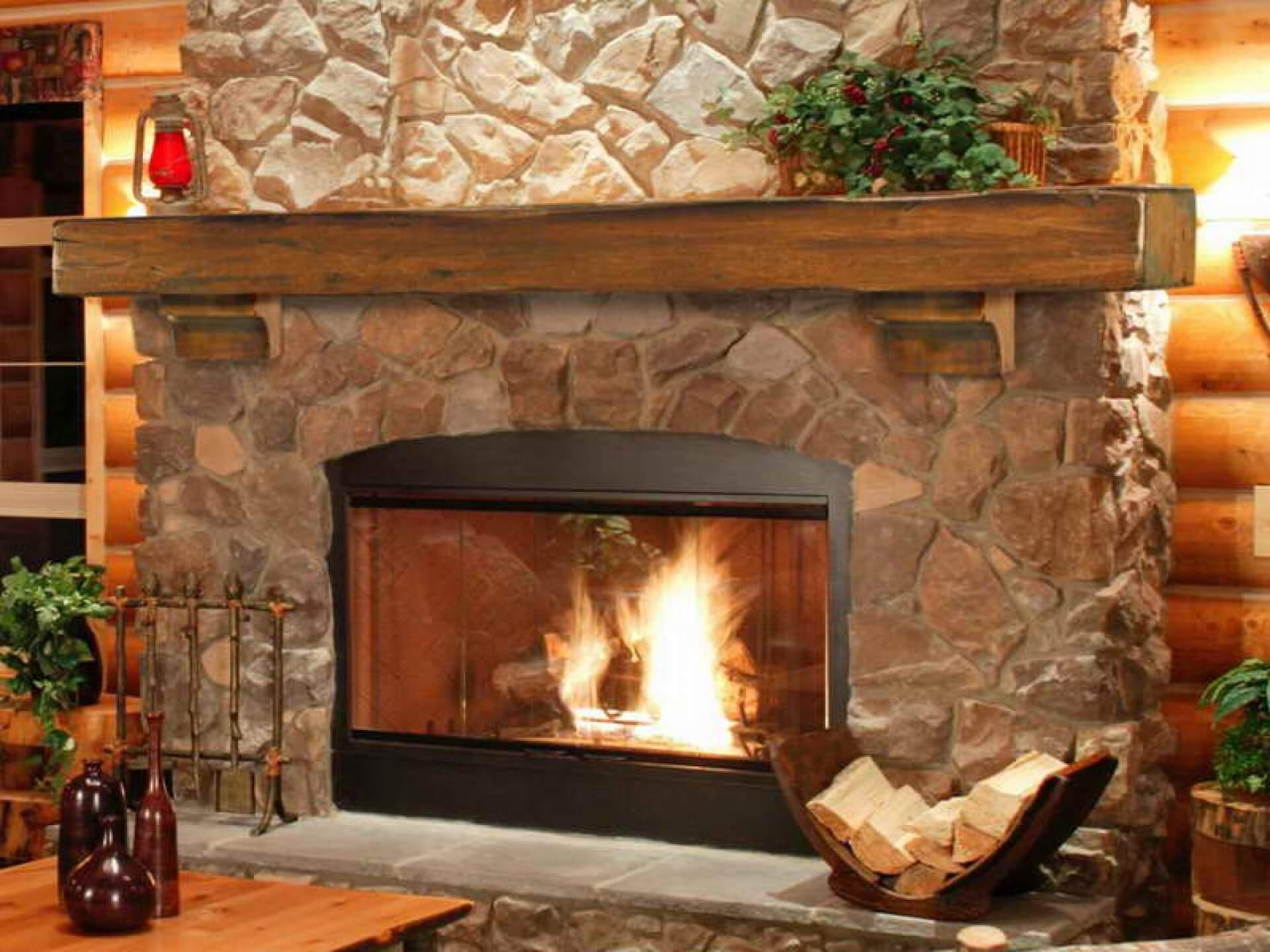 Stone slab fireplaces are still a thing of beauty