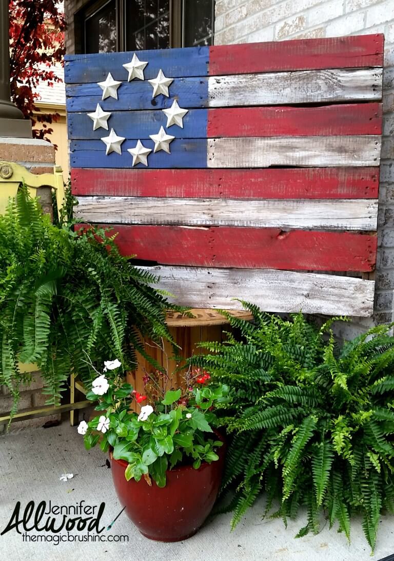 Wooden signs are a rustic form of patriotic decor