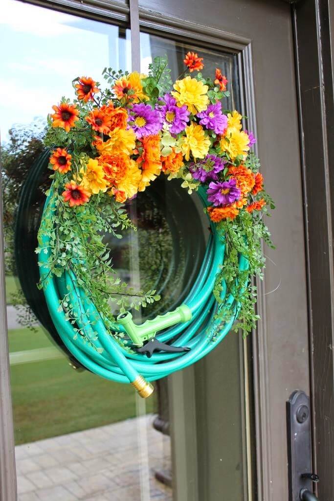 A garden hose can also be a great summer decor piece