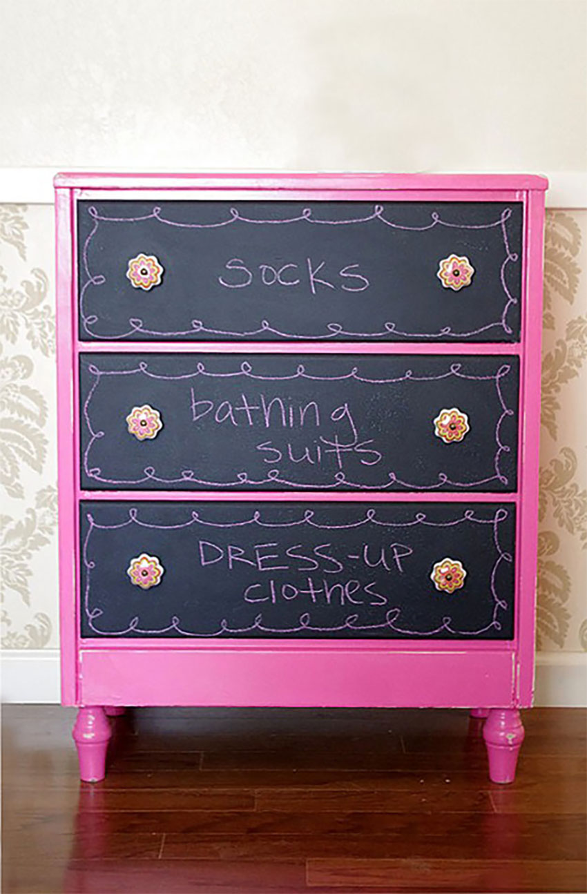 This chalkboard dresser is great for experimenting! 
