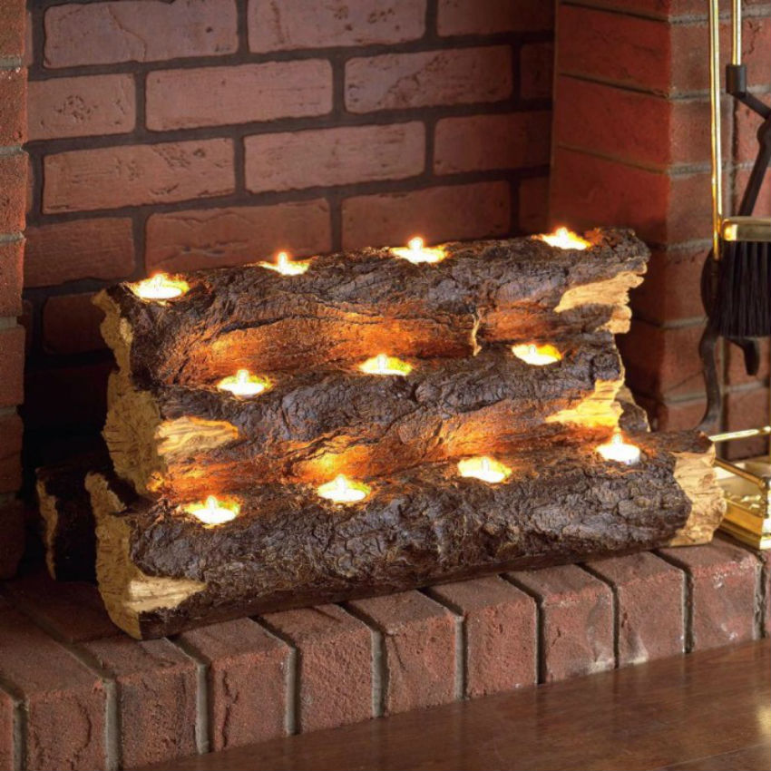 Instead of setting the logs on fire, light the fire inside the logs. Image Source: Furniture Fashion