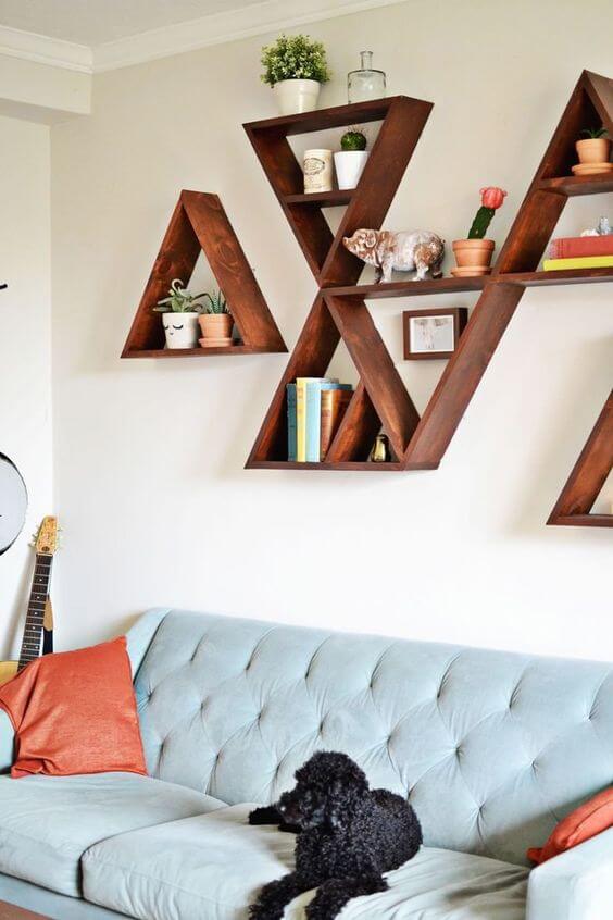 Triangle style shelving for mother. Even the dog agrees it's a great gift