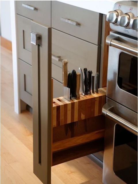a slim pull-out knife drawer