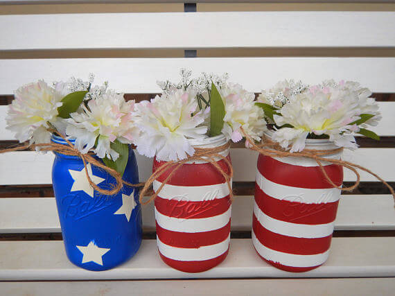 Fourth of July decorations like these patriotic mason jars