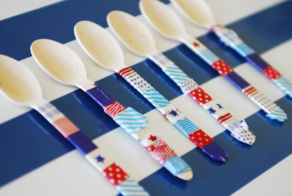 Fourth of July crafts like these taped up plastic ware 