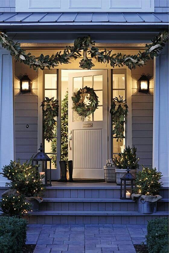 Using green in your front porch decorating is a wonderful way to show your holiday spirit.