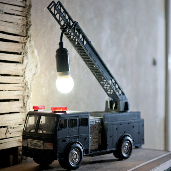 old fire truck made into a cool lamp