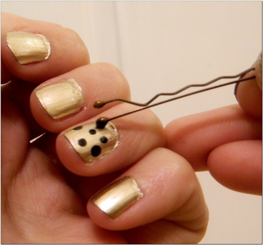 A great way to get started with nail decoration. Polka dots!