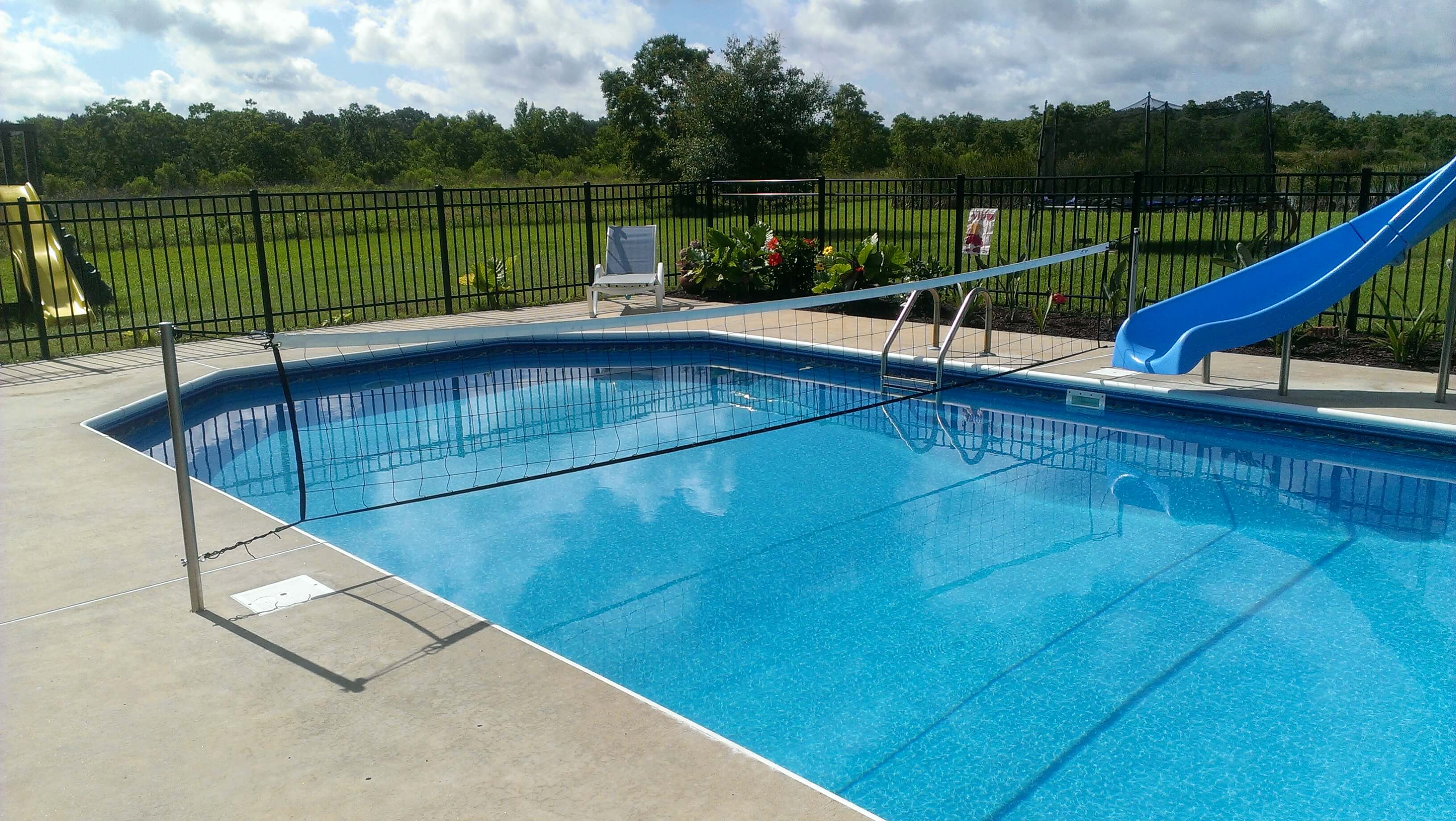 Sports net across the swimming pool