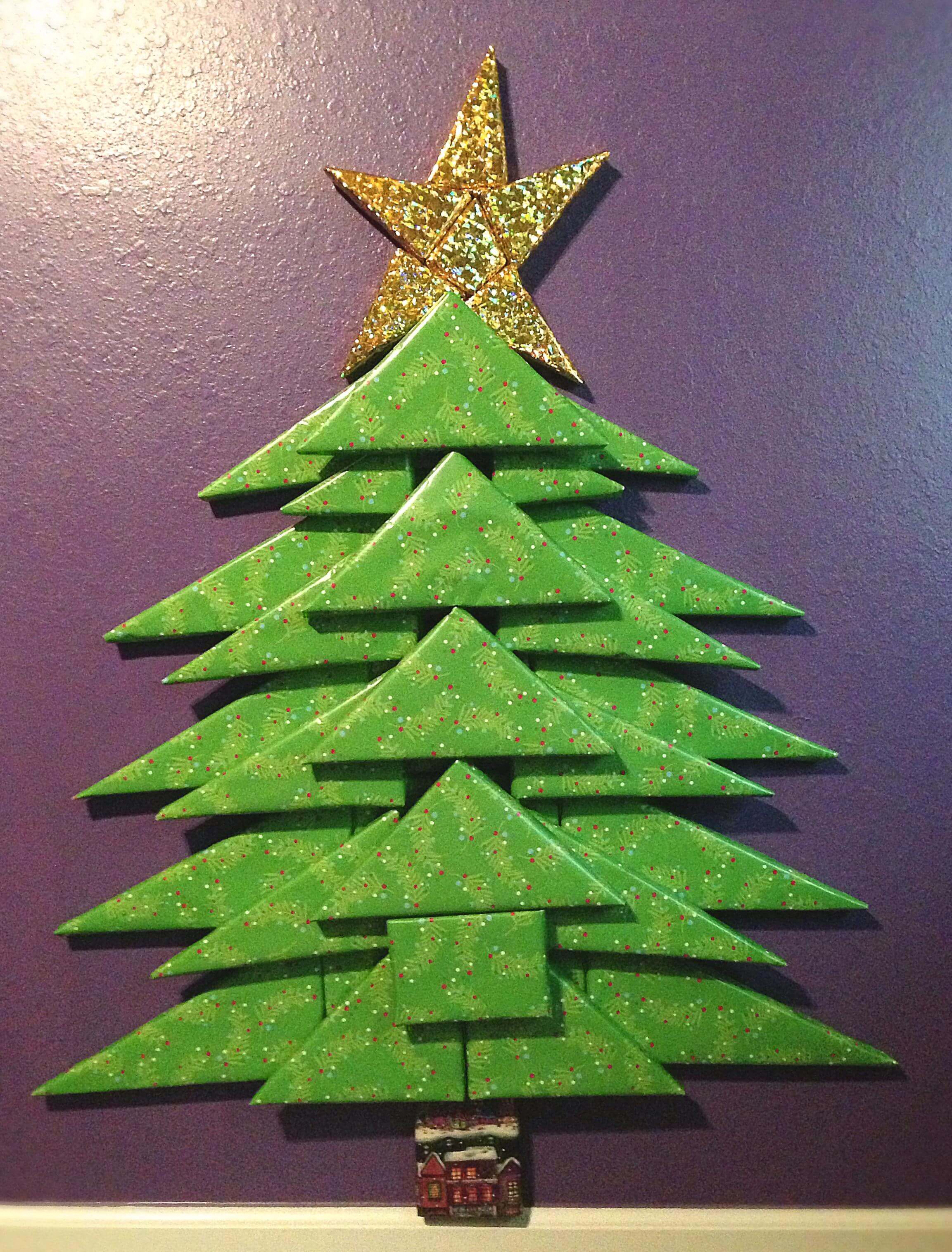 DIY felt Xmas tree outlines that turn into interior wall art