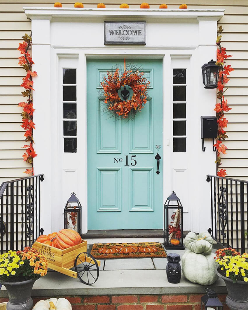 Sky blue is a beautiful color for a front door if you want more of a subtle color.