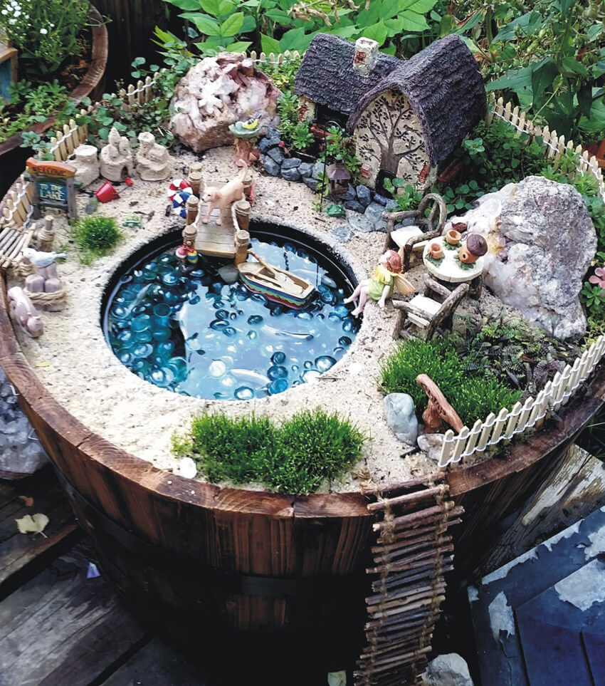 Give your fairy garden some personality with a miniature lake!