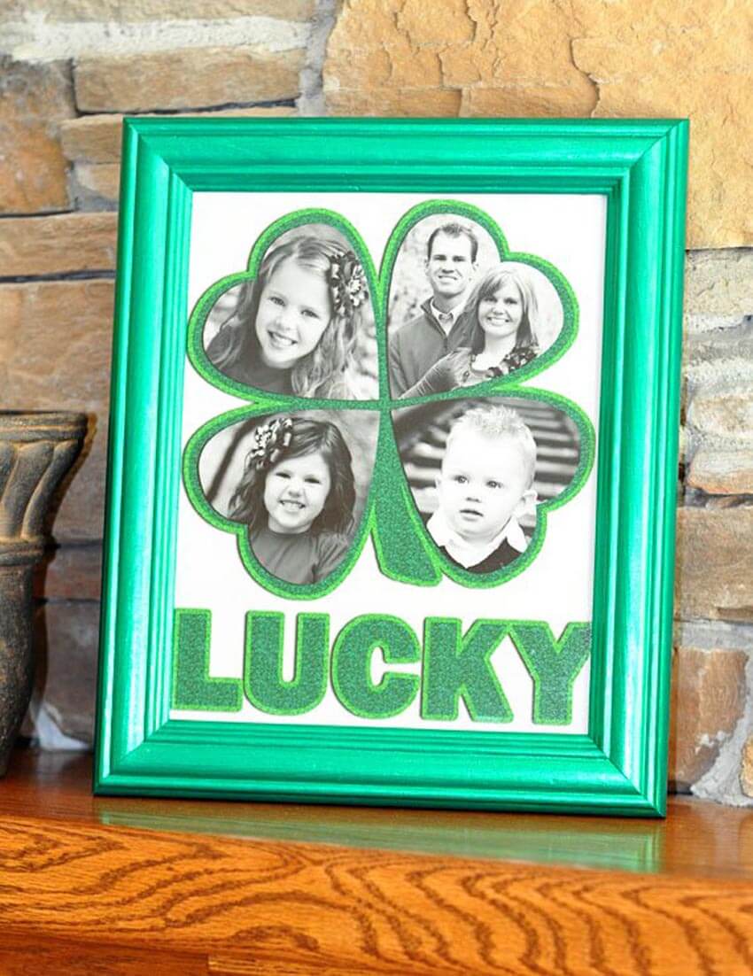 Show off your family with this adorable lucky photo frame.