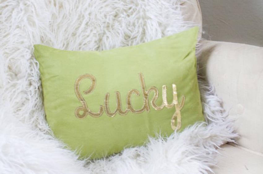 This easy DIY lucky pillow adds the perfect amount of luck to your home!