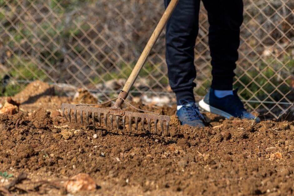 Gardener tilling the soil