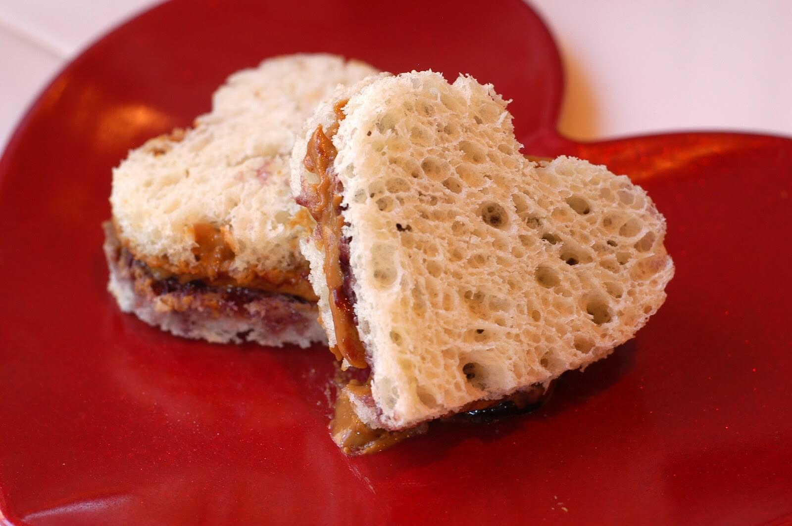 Cut peanut butter and jelly sandwiches into little shapes