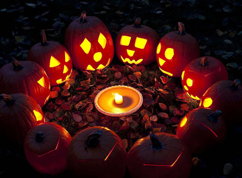 leaf pumpkins with candles