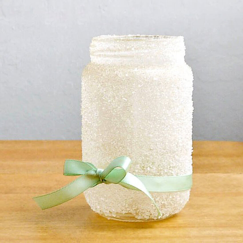 A DIY epsom salt jar is a cute and easy decor accent!