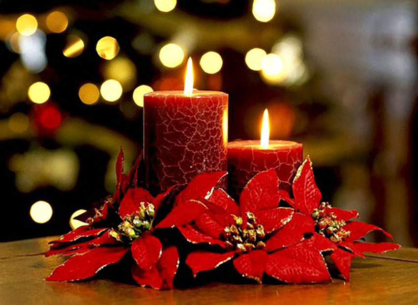 Poinsettias Candles Decorating