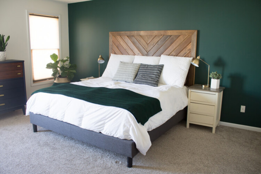 A dark color can help you sleep better! Source: My Breezy Room 