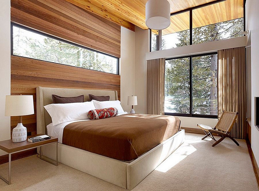 Wood accents will make your bedroom feel cozier. Source: Decoist 