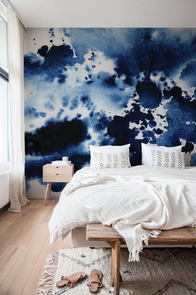 Peel and Stick Wallpaper is a quick way to change your bedroom’s look! Source: Home BNC